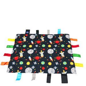 Baby Jack NASA Space Baby Lovey Blue Orange Security Blanket 18x13.5"